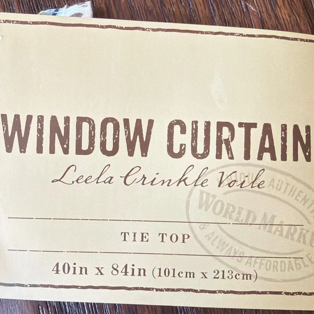 NWT Curtains Set of 2 World Market Leela Crinkle Voile Floral Tie Top 40x84